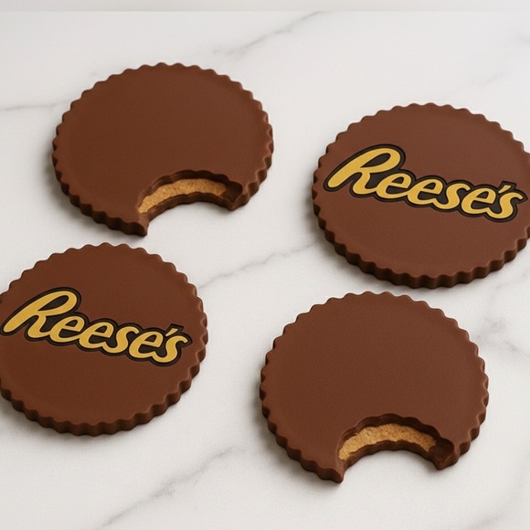 Peanut Butter Cup Coaster Set Handmade – Set of 4 - Picture 2 of 6